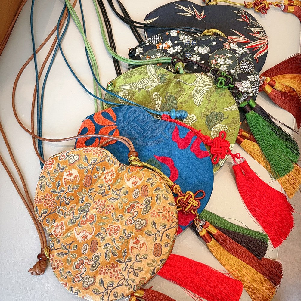 Chinese-style Embroidered Eight Treasures Gourd Crossbody Bag and Phone Bag