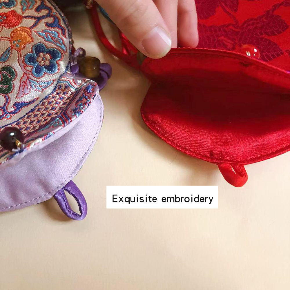 Chinese-style Embroidered Eight Treasures Gourd Crossbody Bag and Phone Bag