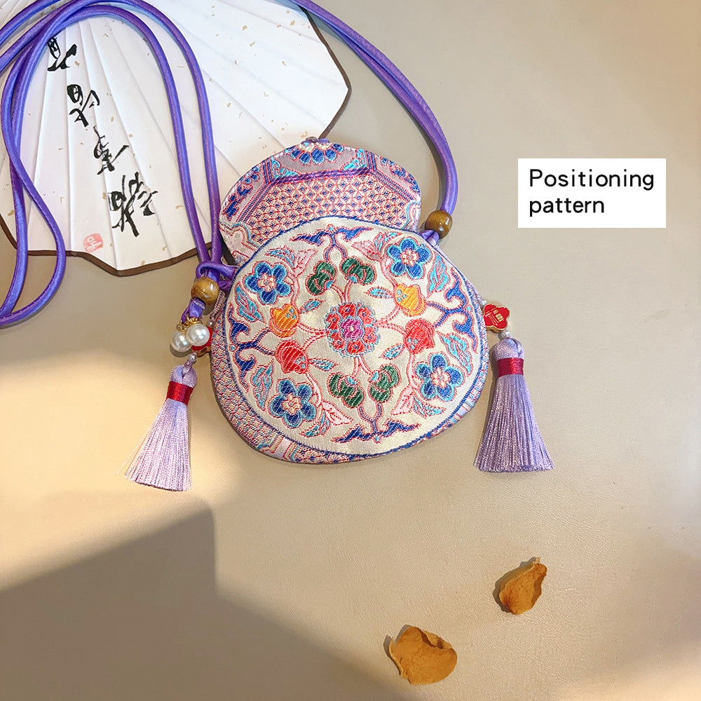 Chinese-style Embroidered Eight Treasures Gourd Crossbody Bag and Phone Bag