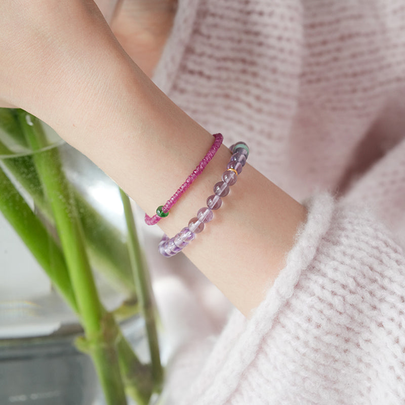 Natural Lavender Amethyst Bracelet for Women - Healing Crystal Beads