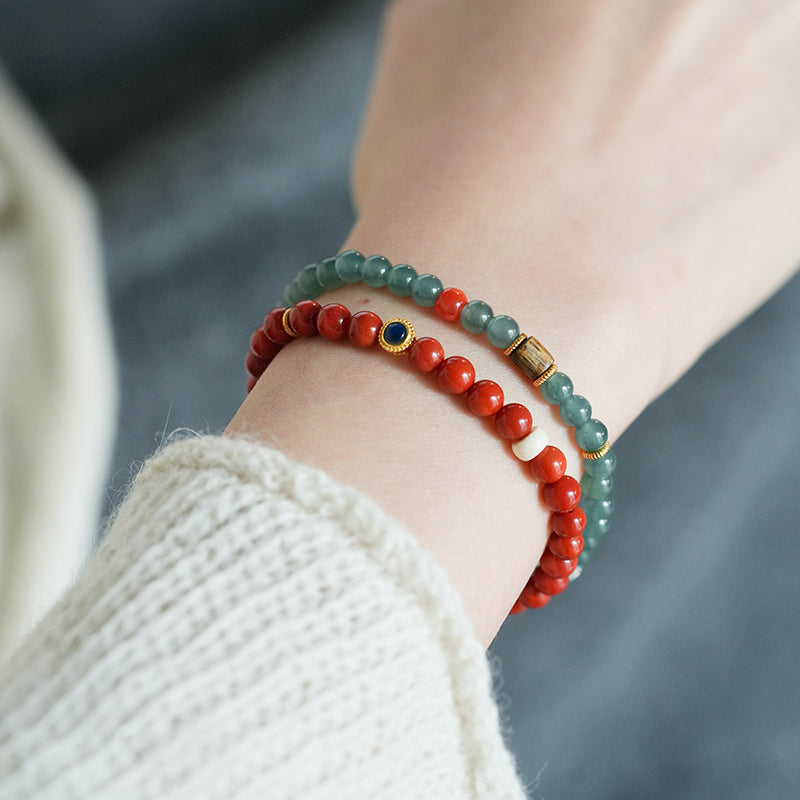 Cinnabar Bluewater kind of jadeite Southern Red Agate Bracelet