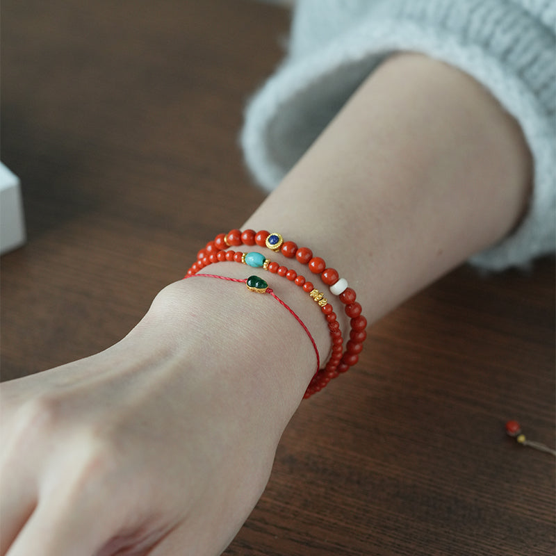 Cinnabar Bluewater kind of jadeite Southern Red Agate Bracelet