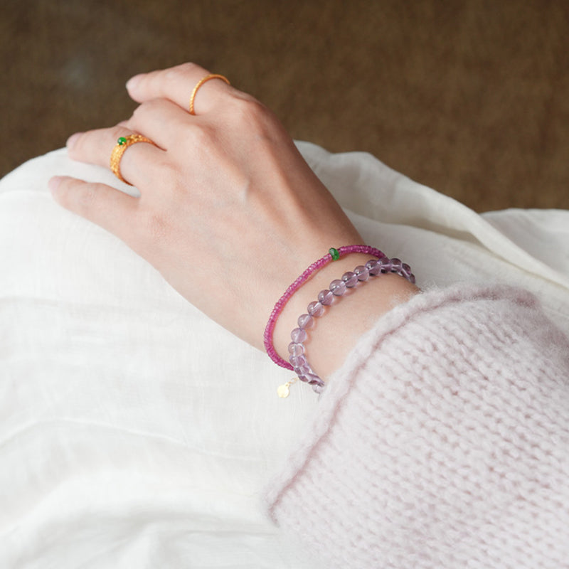 Natural Lavender Amethyst Bracelet for Women - Healing Crystal Beads
