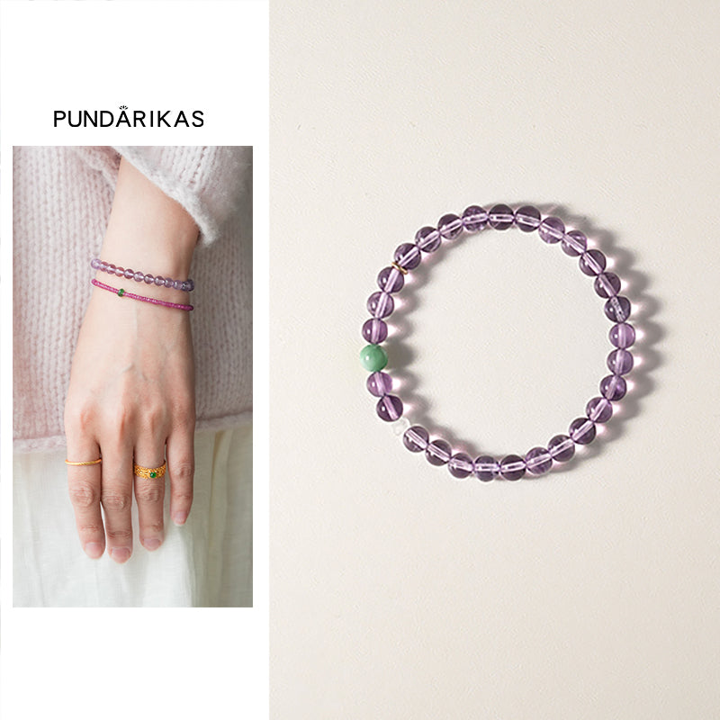 Natural Lavender Amethyst Bracelet for Women - Healing Crystal Beads